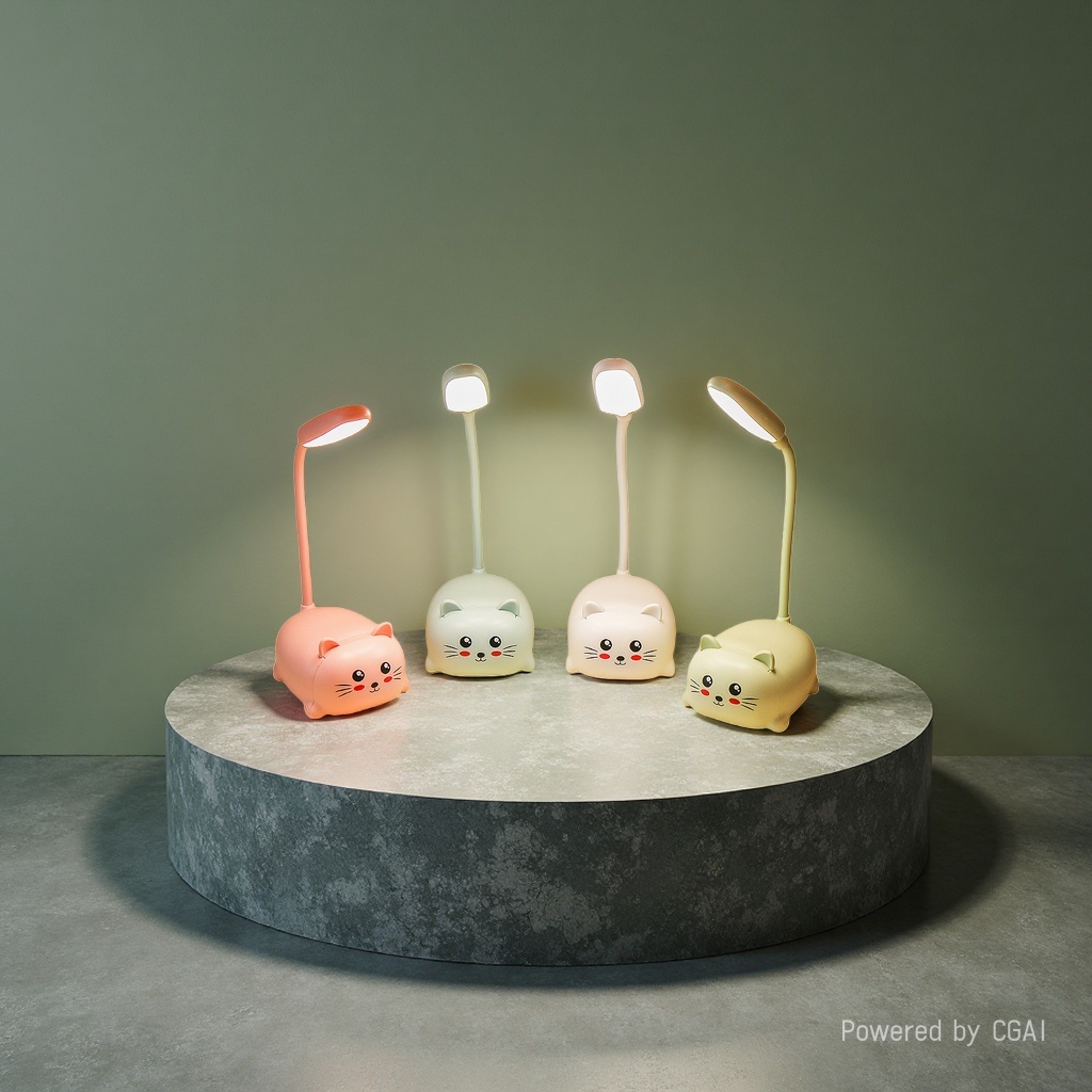 Creative colored cat ceramic bamboo home study desk lamp