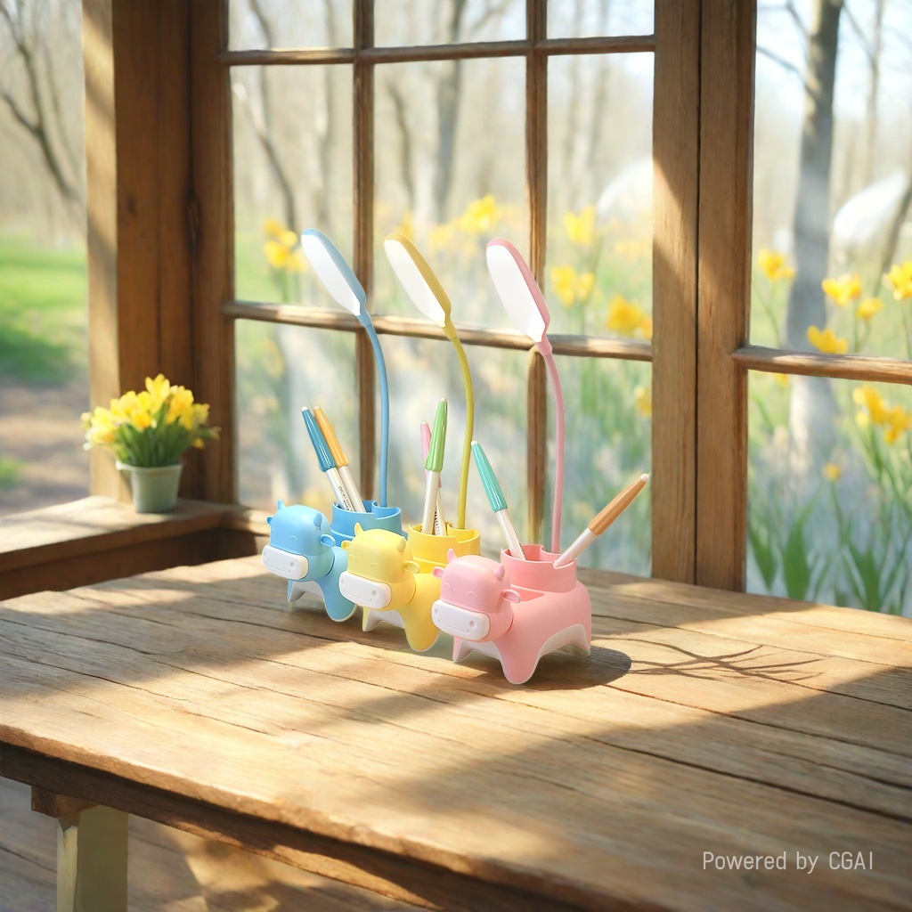 Jiuliang Cool Cool Lamp, a colorful cow-shaped learning desk lamp, eye-protecting reading desk lamp, magnifying glass, pen holder set Application Scenario