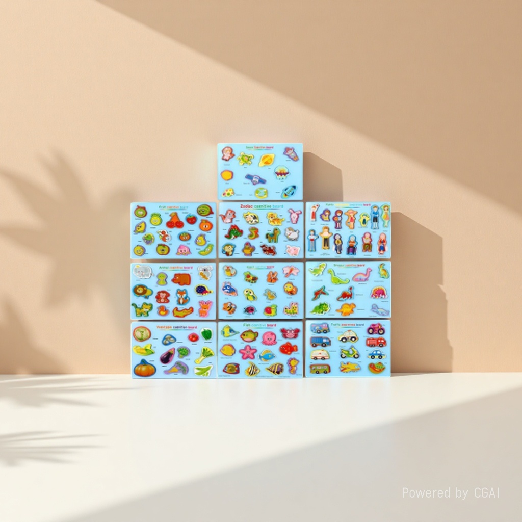 Cartoon recognition, wooden hand-held jigsaw puzzle, fruits and vegetables, twelve Chinese zodiac signs, dinosaurs, ocean, transportation vehicles, children's picture recognition, early education and intelligence puzzle board toys details Picture
