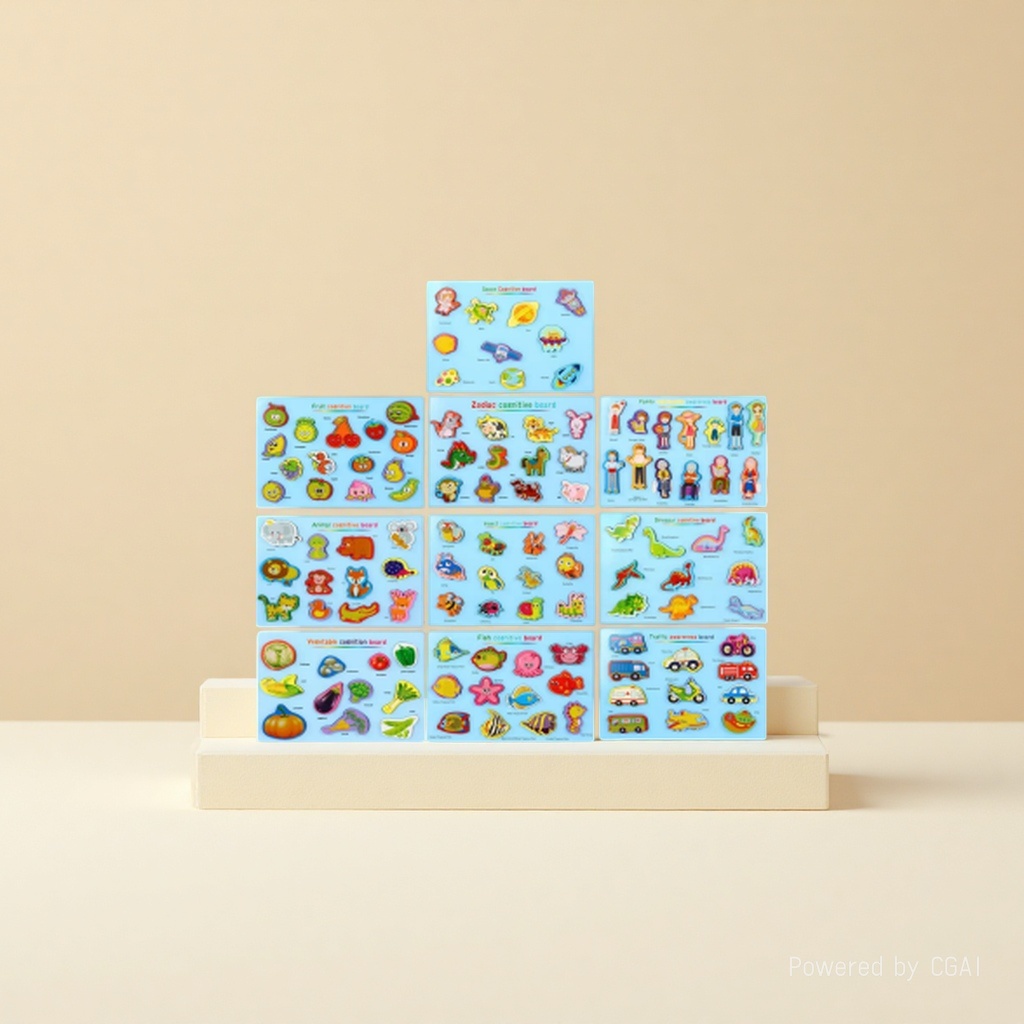 Cartoon recognition, wooden hand-held jigsaw puzzle, fruits and vegetables, twelve Chinese zodiac signs, dinosaurs, ocean, transportation vehicles, children's picture recognition, early education and intelligence puzzle board toys Application Scenario