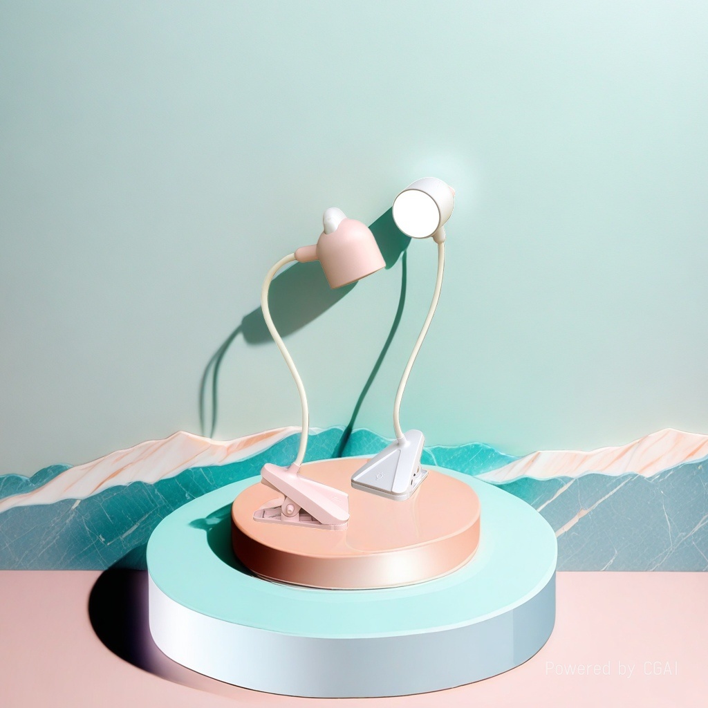 Cool Light Jiuliang pink and white clip-on reading desk lamp, eye-protecting magnifying glass desk lamp for study