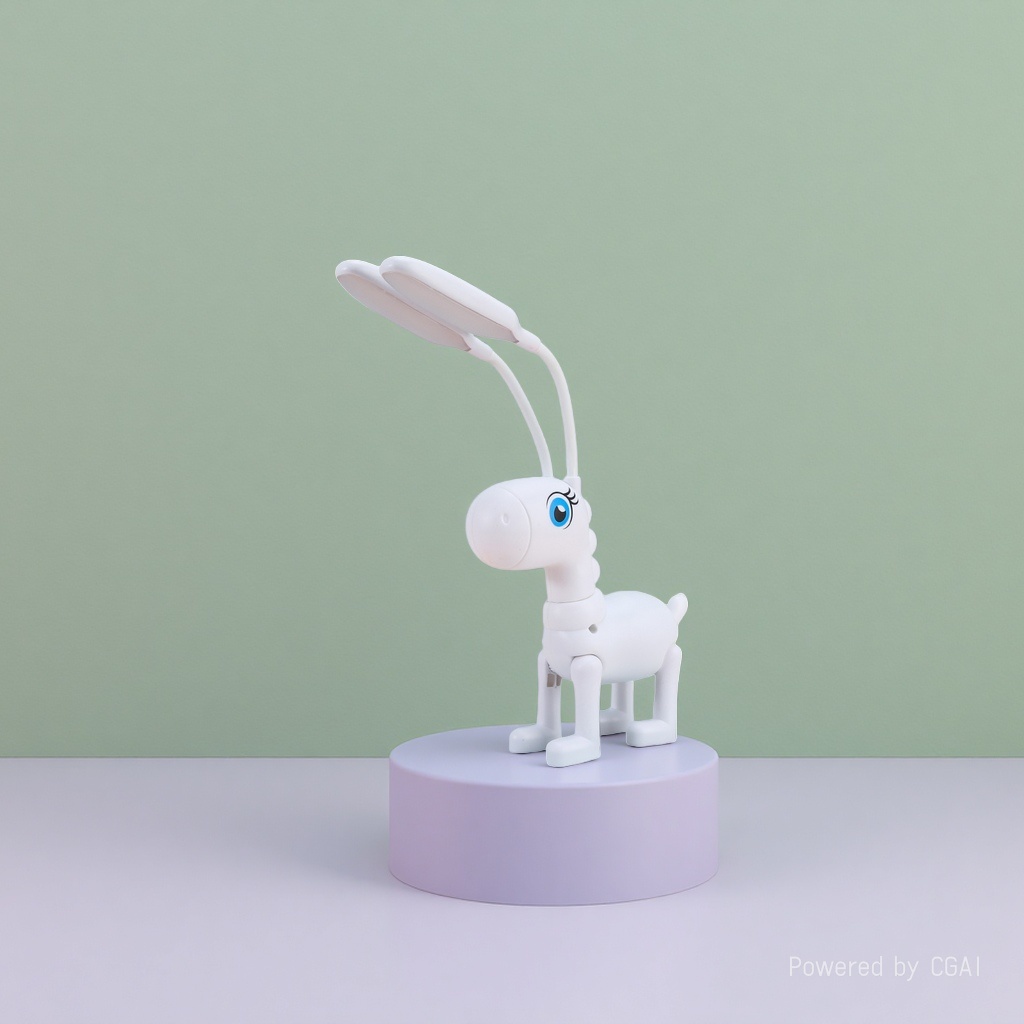 White Unicorn Ceramic creative desk lamp, bamboo home study desk lamp details Picture
