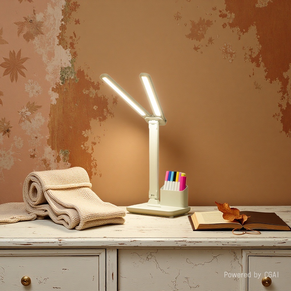 Jiuliang Cool Cool Lamp, a white dual-lamp head study desk lamp, eye-protecting magnifying glass reading lamp Specification image