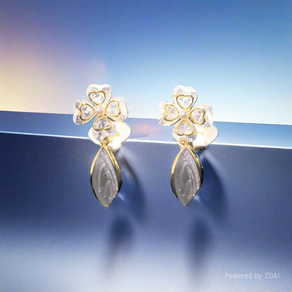 New copper-plated real gold and zircon four-leaf clover style versatile ear clips and earrings Application Scenario