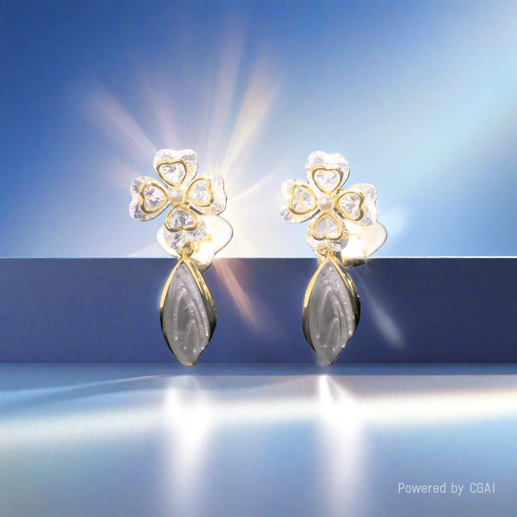 New copper-plated real gold and zircon four-leaf clover style versatile ear clips and earrings