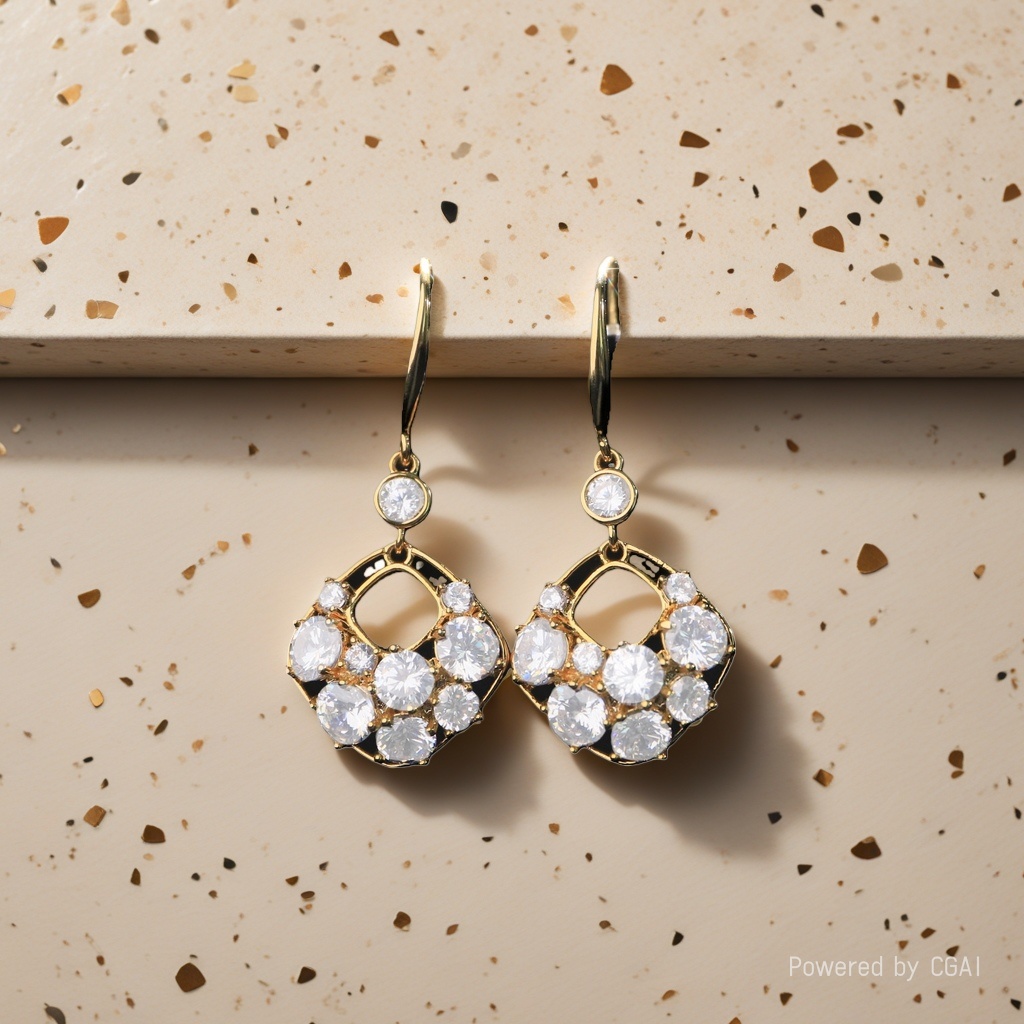 Wholesale of new copper-plated real gold and zircon inlaid elegant ear hook earrings Specification image