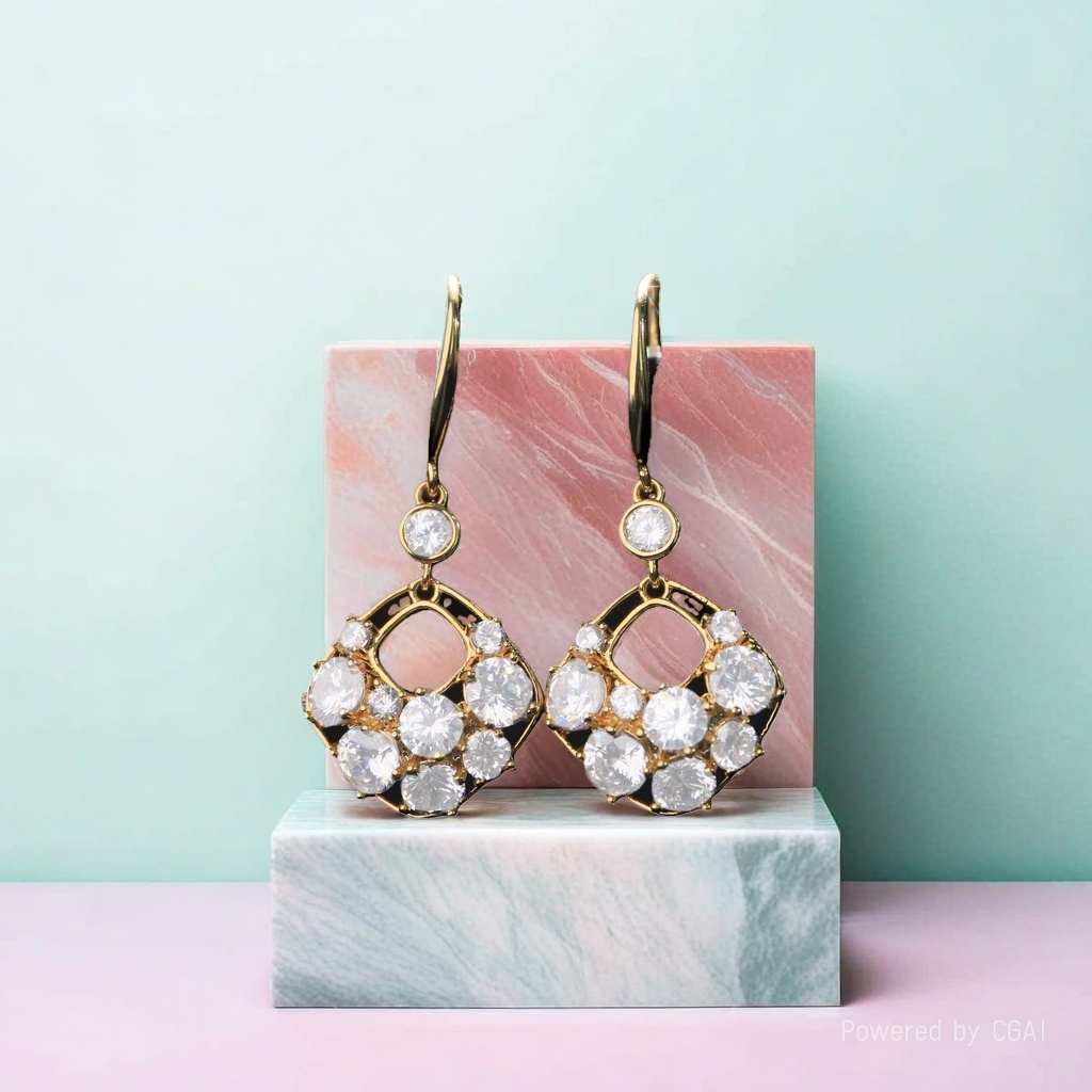 Wholesale of new copper-plated real gold and zircon inlaid elegant ear hook earrings details Picture