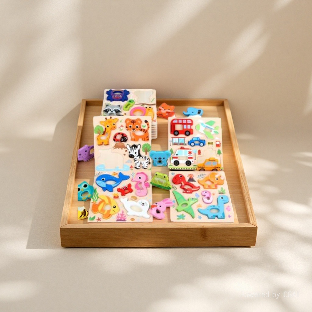High-quality cartoon board hand-grabbed jigsaw puzzle, land animals, traffic dinosaurs, Marine creatures, baby picture recognition, early education and intelligence jigsaw puzzle toys Application Scenario