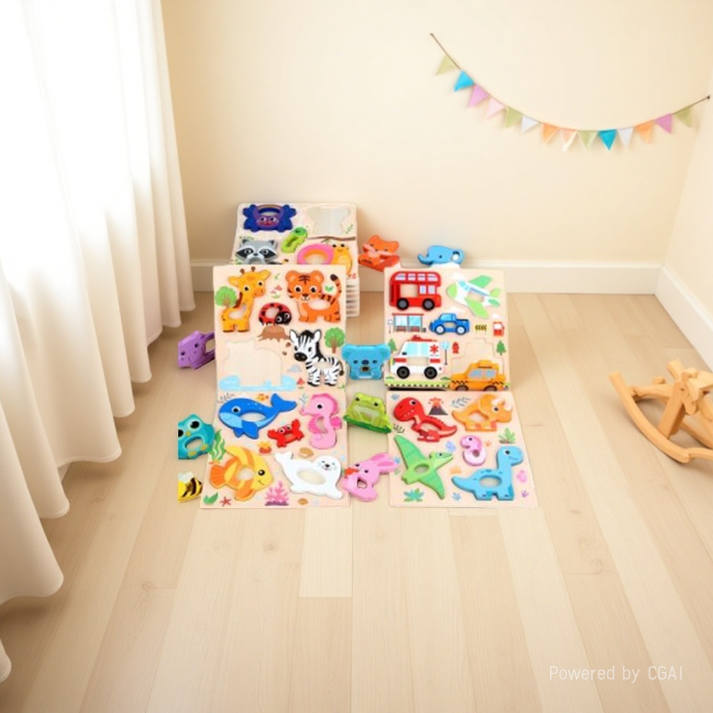 High-quality cartoon board hand-grabbed jigsaw puzzle, land animals, traffic dinosaurs, Marine creatures, baby picture recognition, early education and intelligence jigsaw puzzle toys