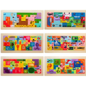Long Tetris wooden jigsaw puzzle, animal traffic, fruit, dinosaur, ocean, professional character, children's cognition, early education and intelligence board toy Item Picture