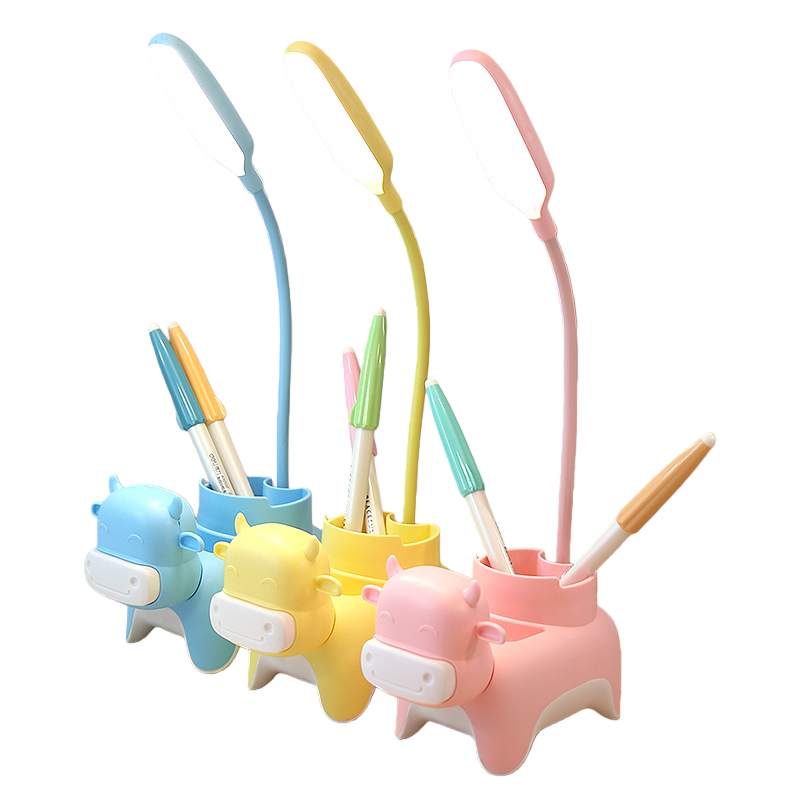 Jiuliang Cool Cool Lamp, a colorful cow-shaped learning desk lamp, eye-protecting reading desk lamp, magnifying glass, pen holder set Item Picture