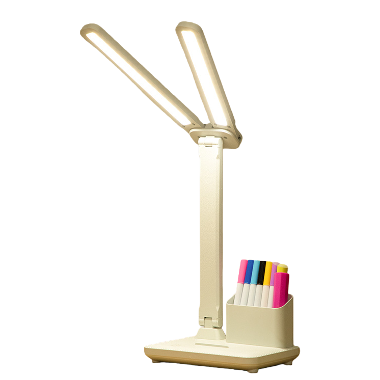 Jiuliang Cool Cool Lamp, a white dual-lamp head study desk lamp, eye-protecting magnifying glass reading lamp Item Picture