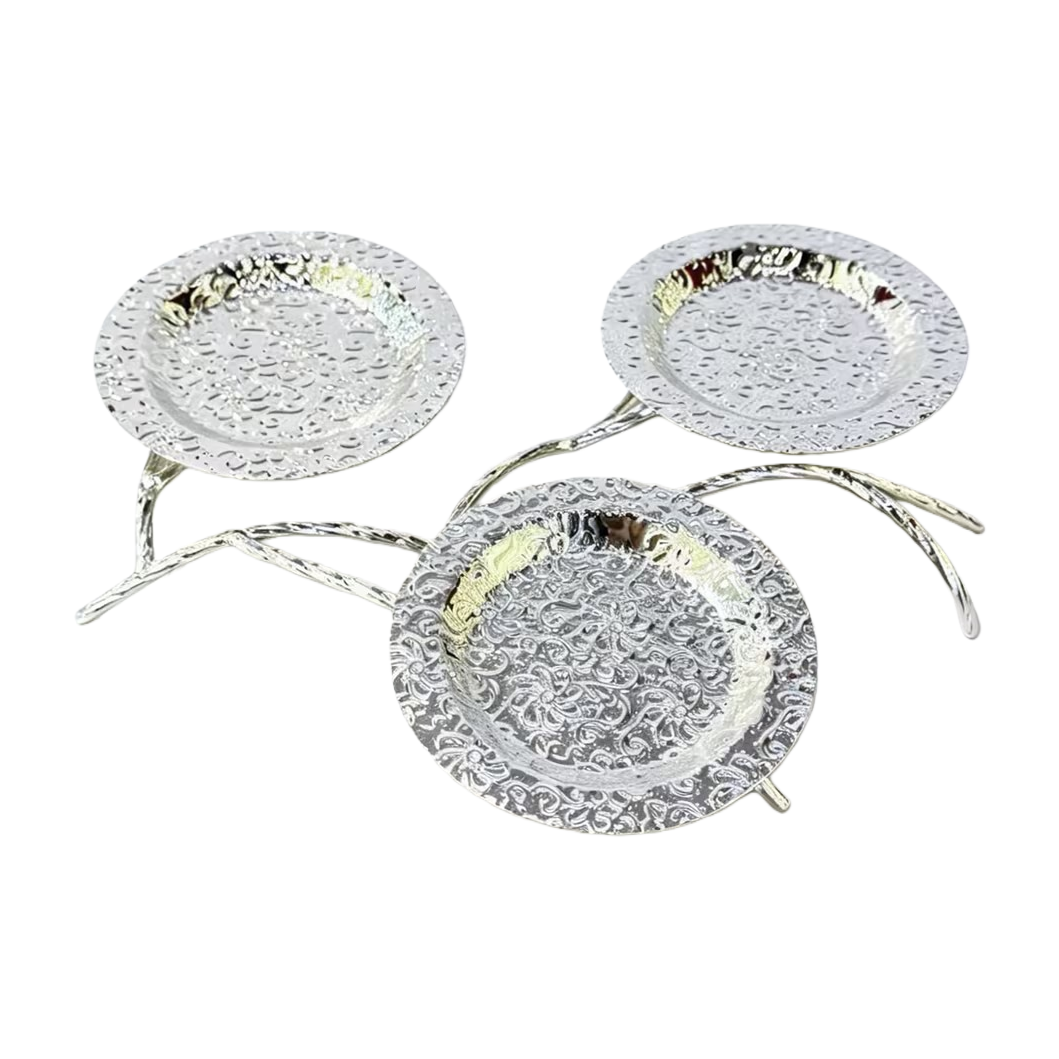 SANCAI Middle East Ramadan Silver branched double-plate Bracket Decorative Tray Gift Box Coaster Plates152413497 Specification image