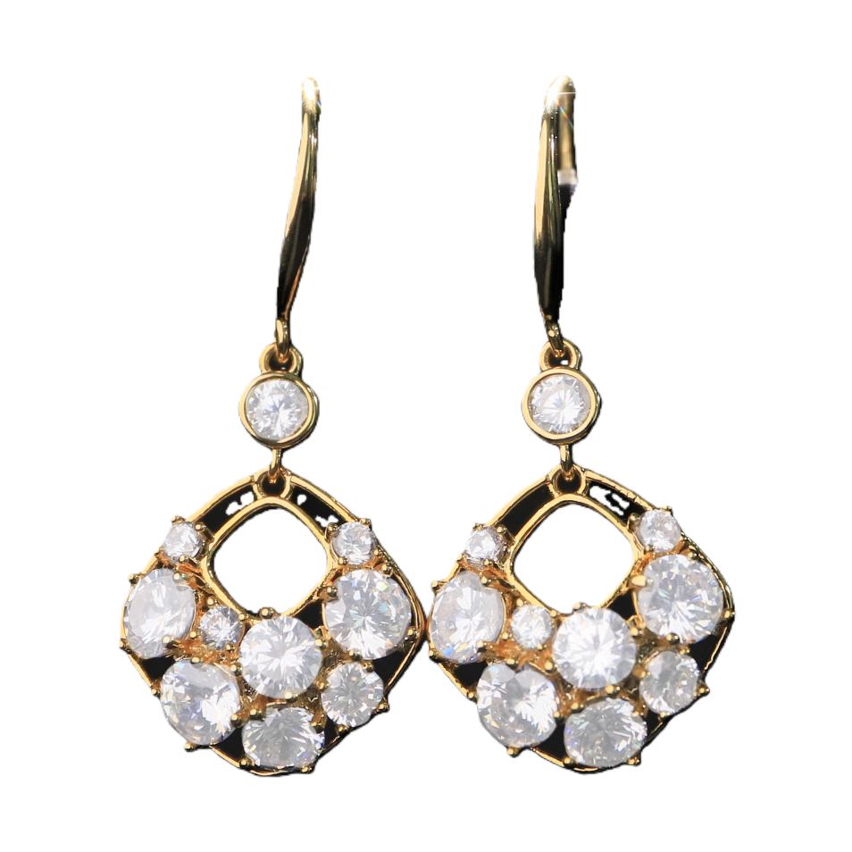 Wholesale of new copper-plated real gold and zircon inlaid elegant ear hook earrings Item Picture