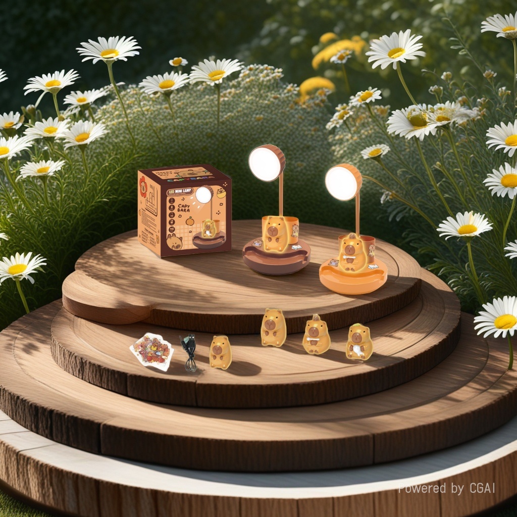 مصباح بارد برتقالي كابيبارا يقرأ مصابيح ليتعلم مصابيح