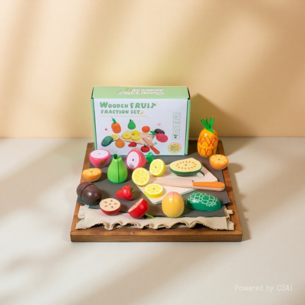 Wooden magnetic fruit cutter set Score recognition Fruit and vegetable cutter Watch baby Kitchen Play house early education and intelligence toy Application Scenario