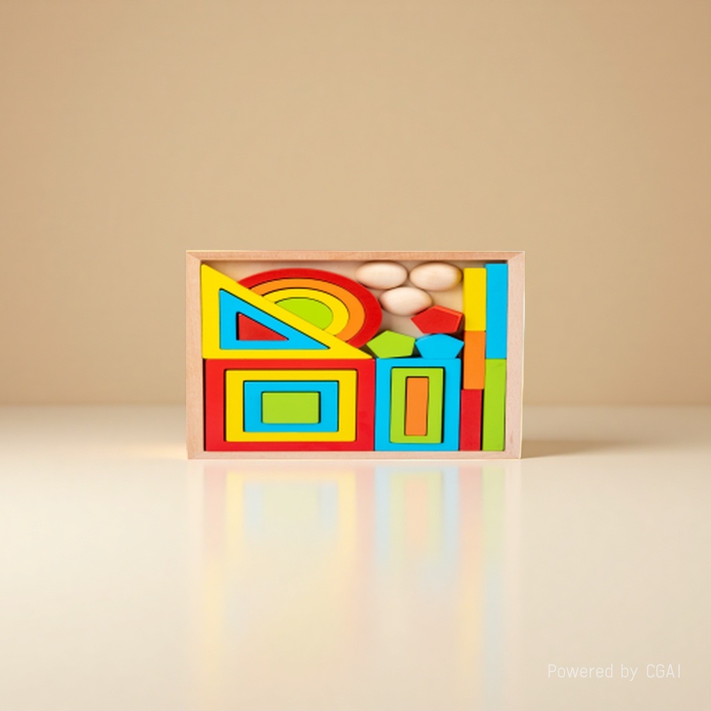 Rainbow geometric nested building blocks, triangular, semi-circular, square, long strip, and various shapes, baby graphic and color recognition early education board toys Application Scenario