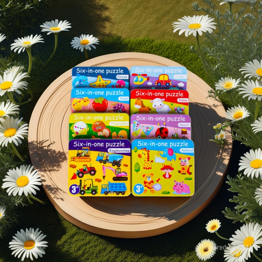 "Six-in-one Iron box jigsaw puzzle: Ocean, Transportation, Fruits and Vegetables, Farm, Insects, Engineering, Animals, 8 major themes, baby's introductory cognitive early education jigsaw puzzle toys. Application Scenario