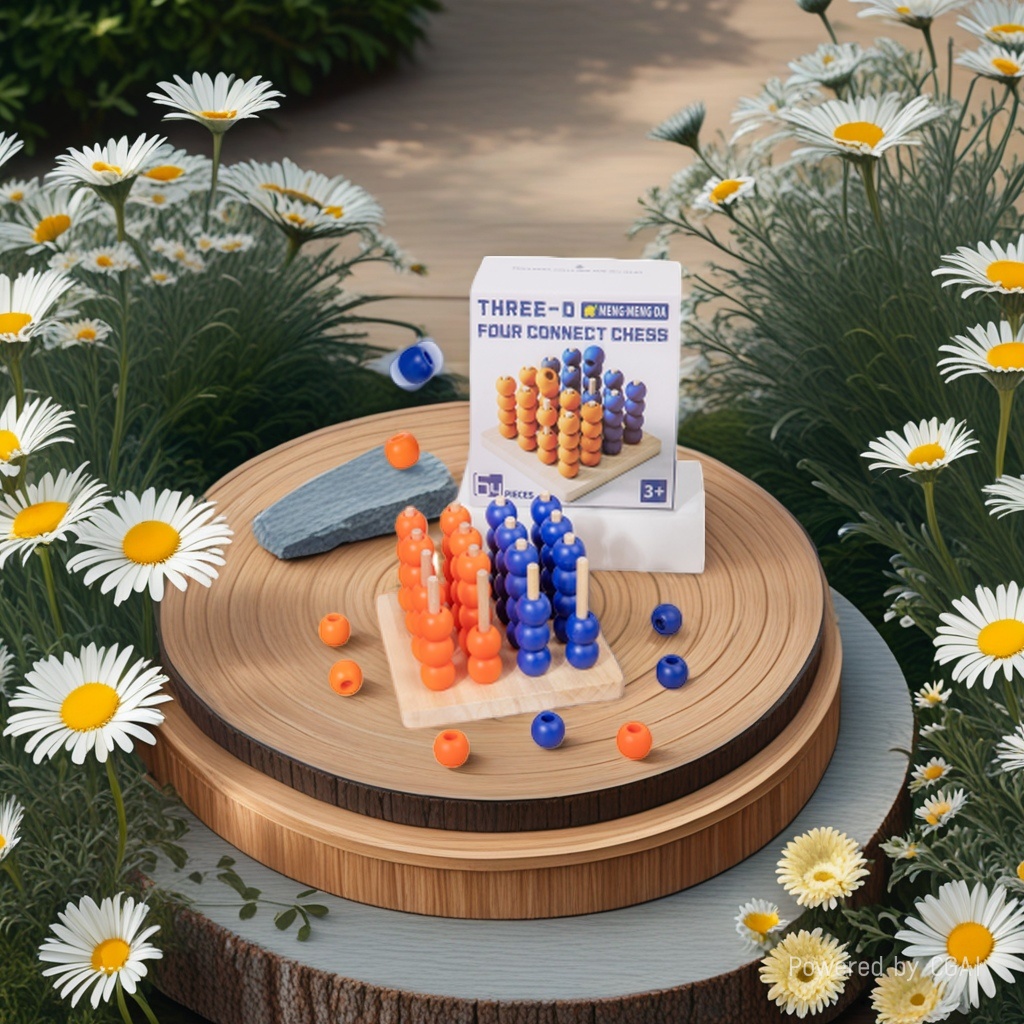 3D 立体四子棋木质桌游 空间四连珠双人对战儿童逻辑思维专注力亲子益智玩具