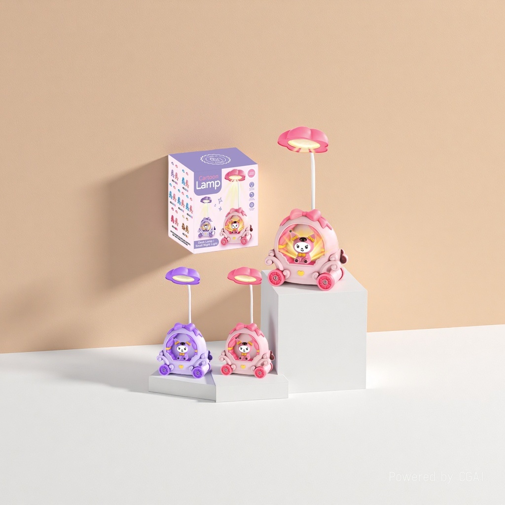 Philips LED ceiling light module, pink pumpkin cart night light, adjustable lamp post, cartoon doll, bow decoration