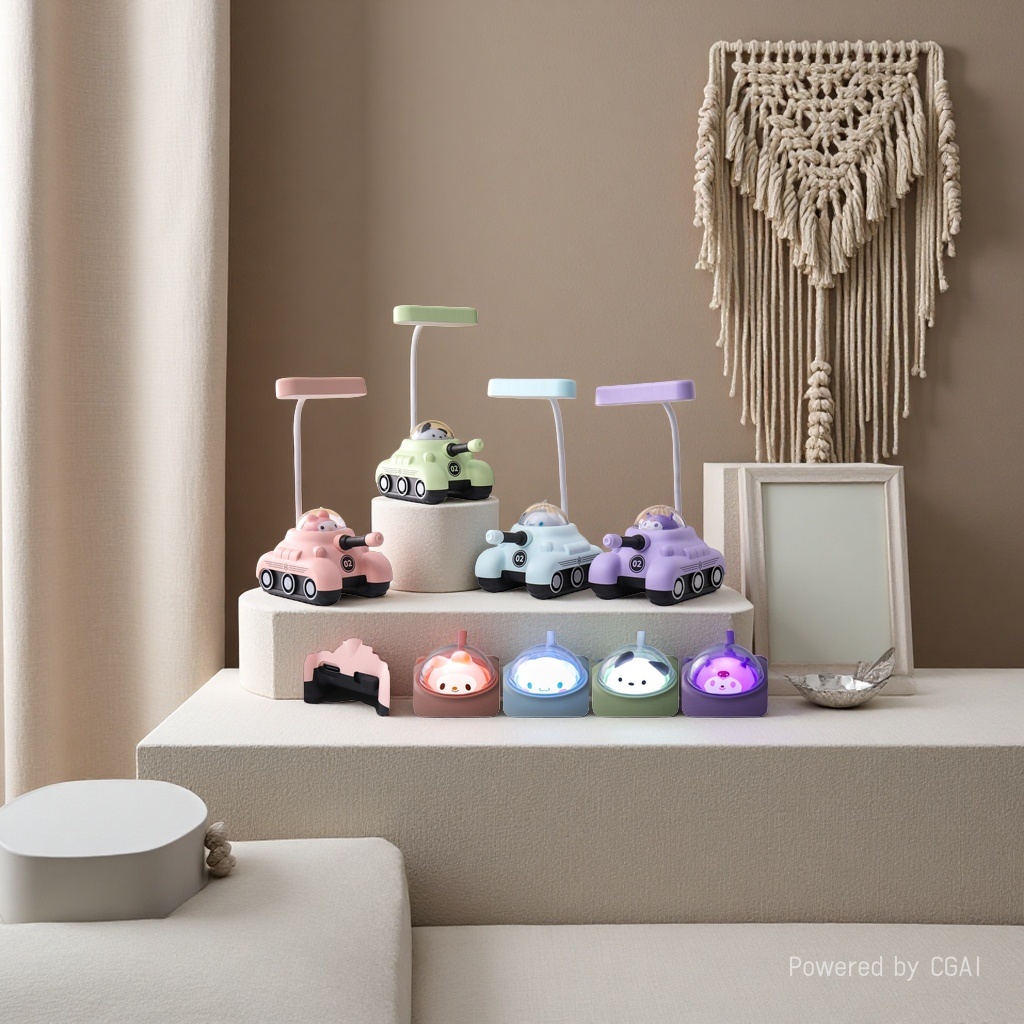Cool Color tank-shaped ceramic table lamp, handcrafted original wax melting night light Specification image