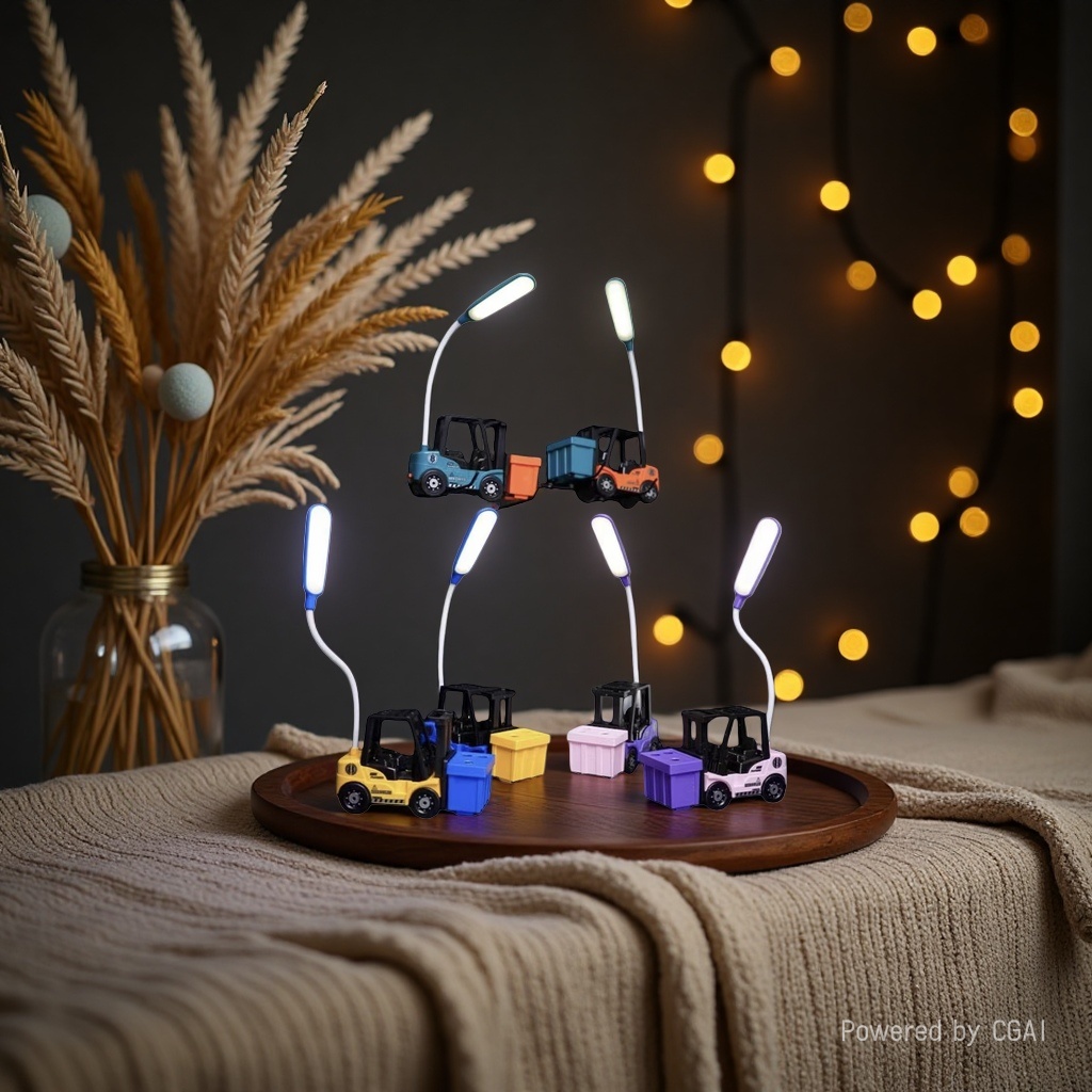 Cool Lamp, colorful forklift-shaped ceramic decorative table lamp, handcrafted original wax melting lamp details Picture