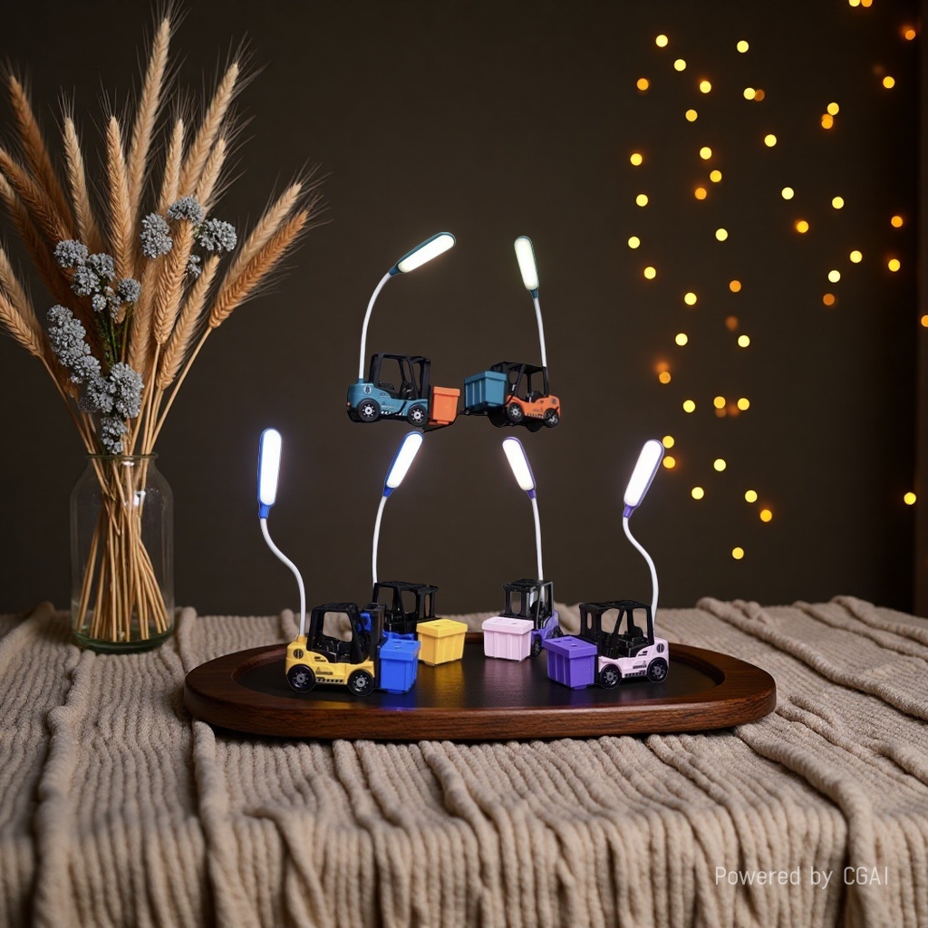 Cool Lamp, colorful forklift-shaped ceramic decorative table lamp, handcrafted original wax melting lamp Specification image
