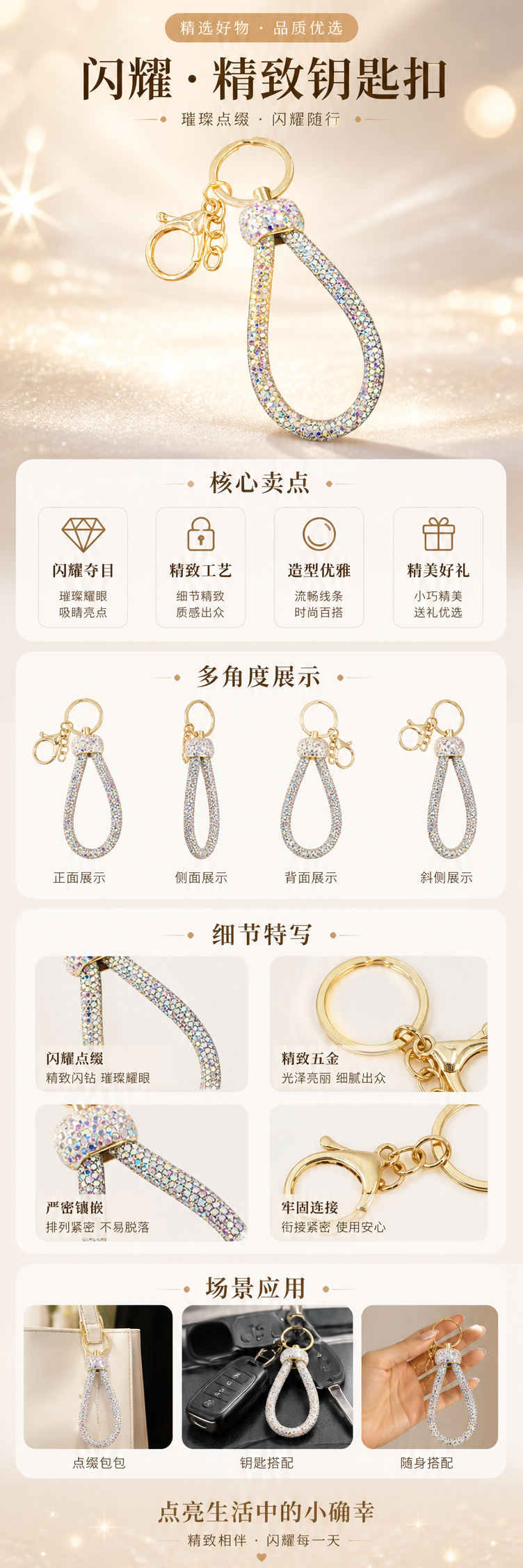 高级感小挂件圆形环扣弹簧圈钥匙链详情1
