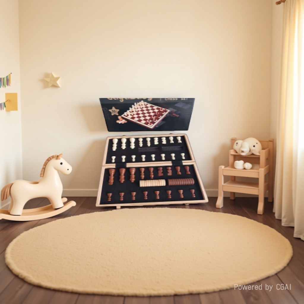 Two-in-one wooden chess checkers set, flip cover storage, solid wood double chess children and adults logic puzzle board game toy details Picture