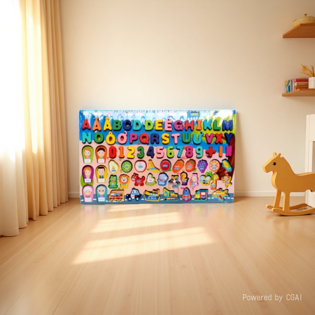 Vietnamese alphabet wooden cognitive board with tones, Vietnamese initials, numbers, characters, fruits, vegetables, animals matching, early education and intelligence toys for babies details Picture