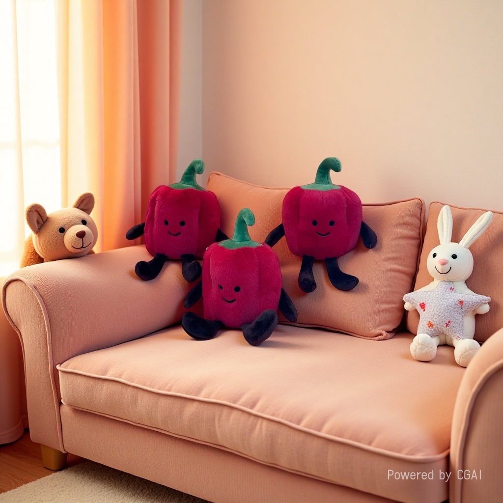 Red chili-shaped plush pendant, chili pendant, cute car backpack keychain details Picture