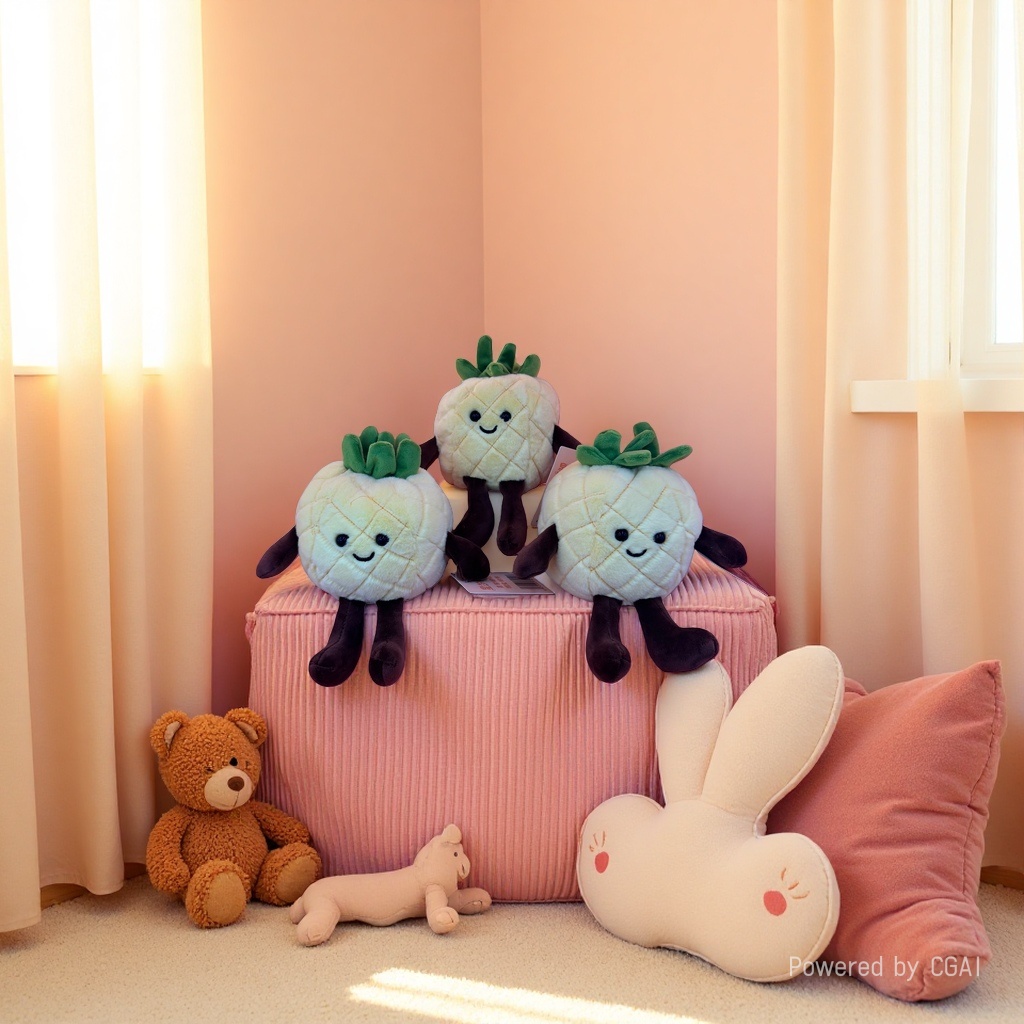 Craft boat yellow pineapple plush pendant, star figure doll pendant, plush toy pendant details Picture