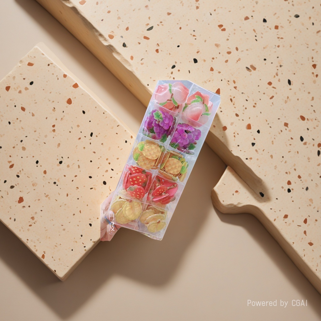 The transparent fruit-shaped children's hairpin storage box with compartmentalized design is suitable for cross-border use Specification image