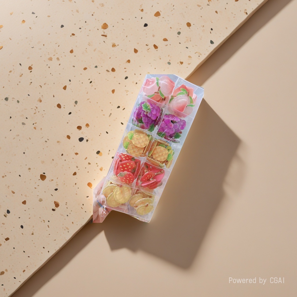 The transparent fruit-shaped children's hairpin storage box with compartmentalized design is suitable for cross-border use details Picture