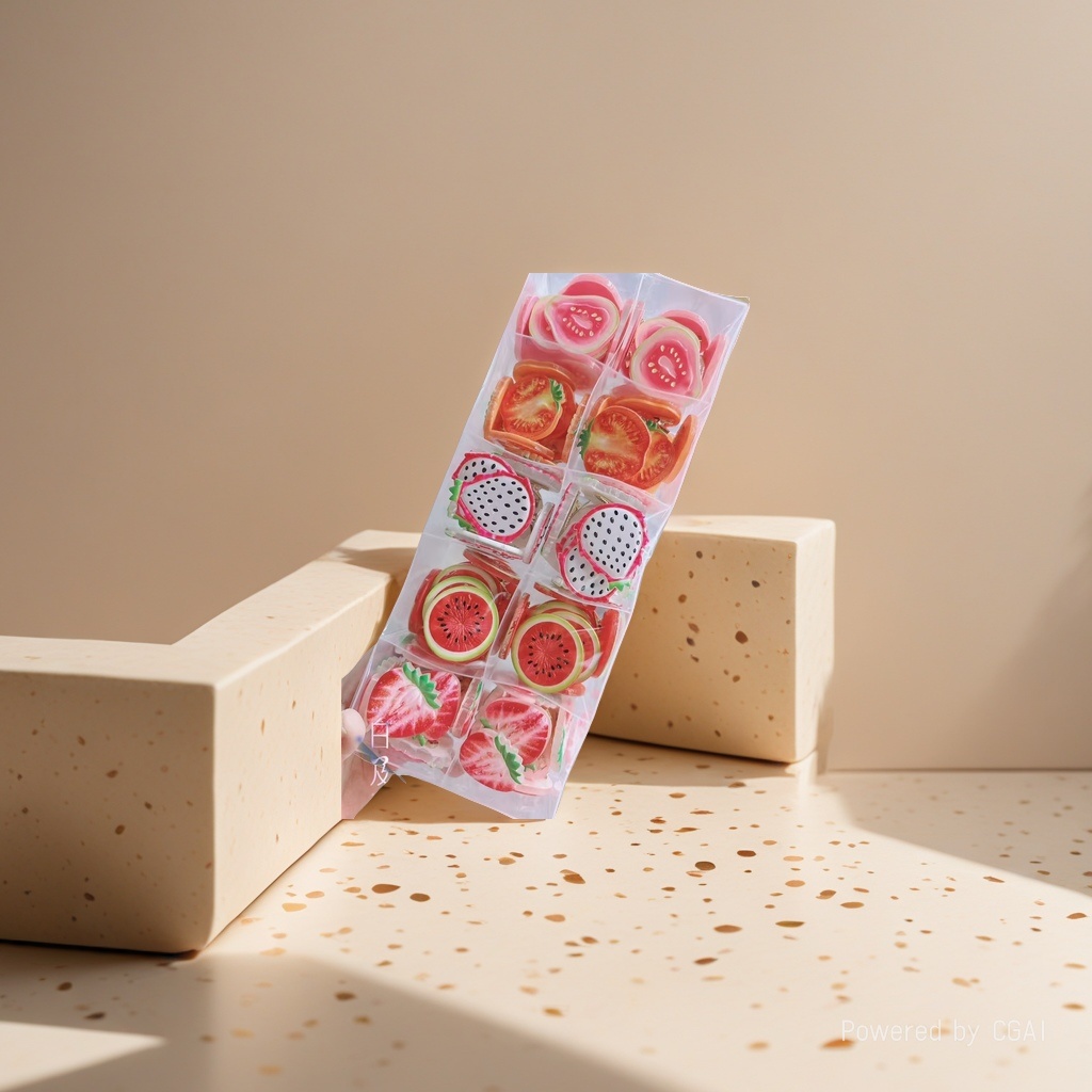Transparent compartmentalized storage box with colorful fruit-shaped children's hairpins details Picture