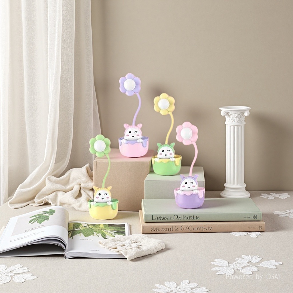 Cool Lamp, colorful flower-shaped ceramic table lamp, handcrafted original wax melting lamp, mirror frame small table lamp Specification image