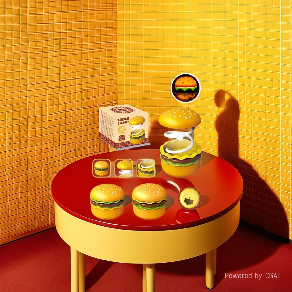 Cool Yellow hamburger shaped ceramic table lamp, handcrafted original wax melting lamp Application Scenario