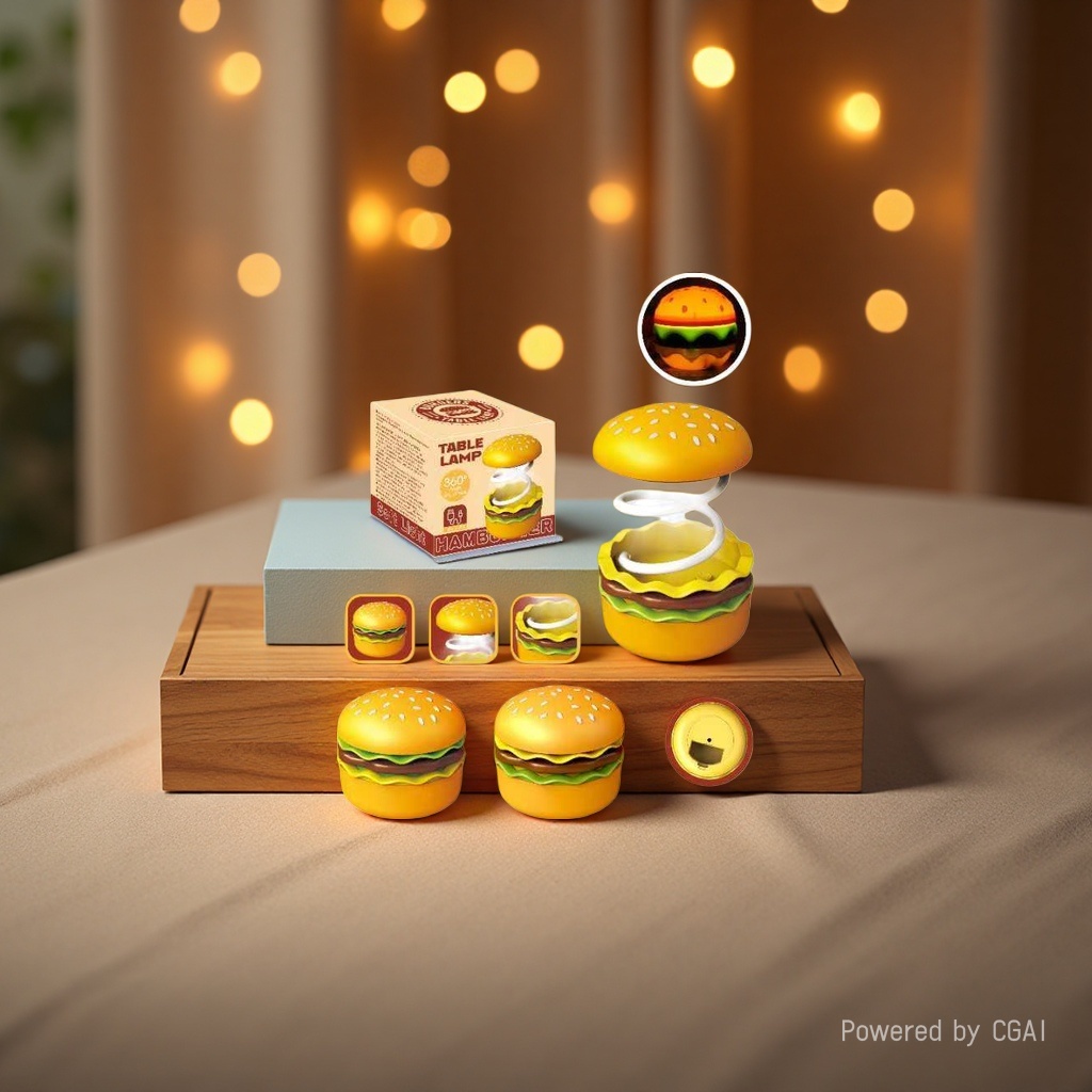 Cool Yellow hamburger shaped ceramic table lamp, handcrafted original wax melting lamp details Picture