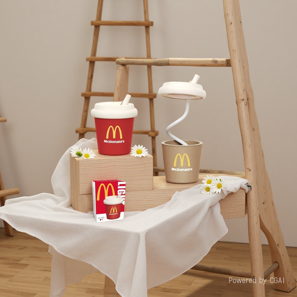 Cool red McDonald's cup-shaped ceramic table lamp, handcrafted original wax melting lamp details Picture