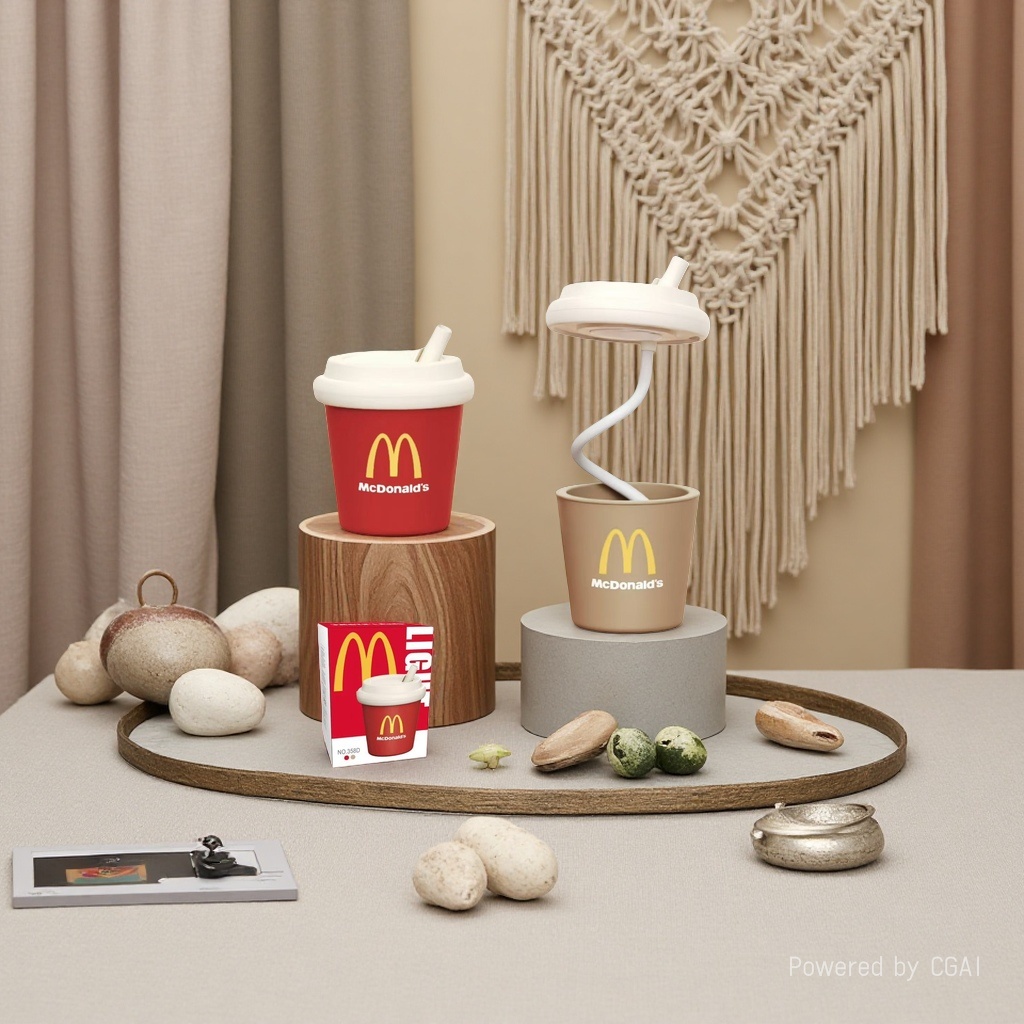 Cool red McDonald's cup-shaped ceramic table lamp, handcrafted original wax melting lamp Specification image