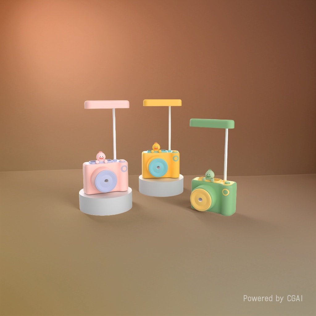 Colorful cartoon camera-shaped desk lamp, three-color duck-style cartoon desk lamp Application Scenario
