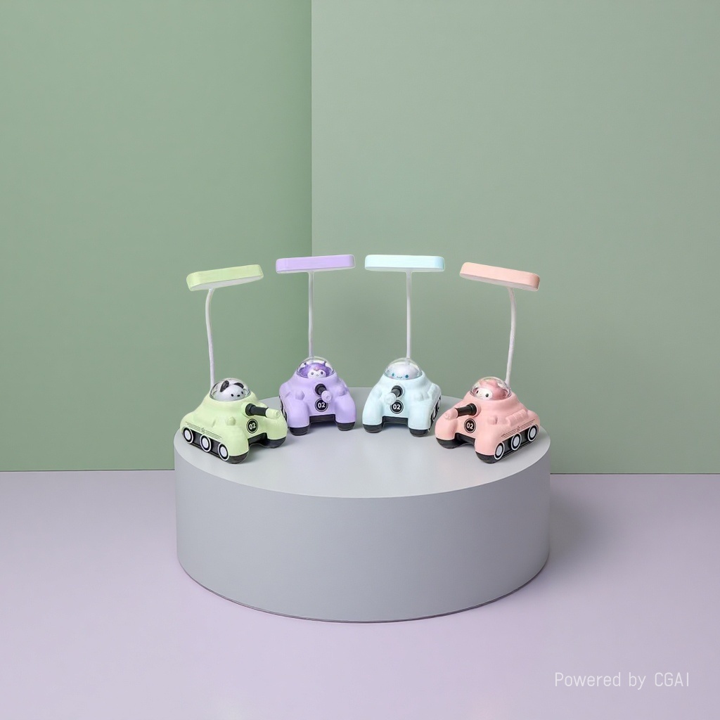 Cool Light Jiuliang Tank-shaped study desk lamp, available in green, purple, light blue, pink, magnifying glass, keyboard white details Picture