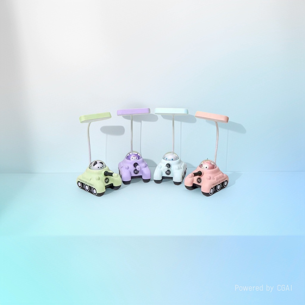 Cool Light Jiuliang Tank-shaped study desk lamp, available in green, purple, light blue, pink, magnifying glass, keyboard white Specification image