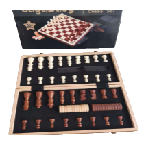 Two-in-one wooden chess checkers set, flip cover storage, solid wood double chess children and adults logic puzzle board game toy Item Picture