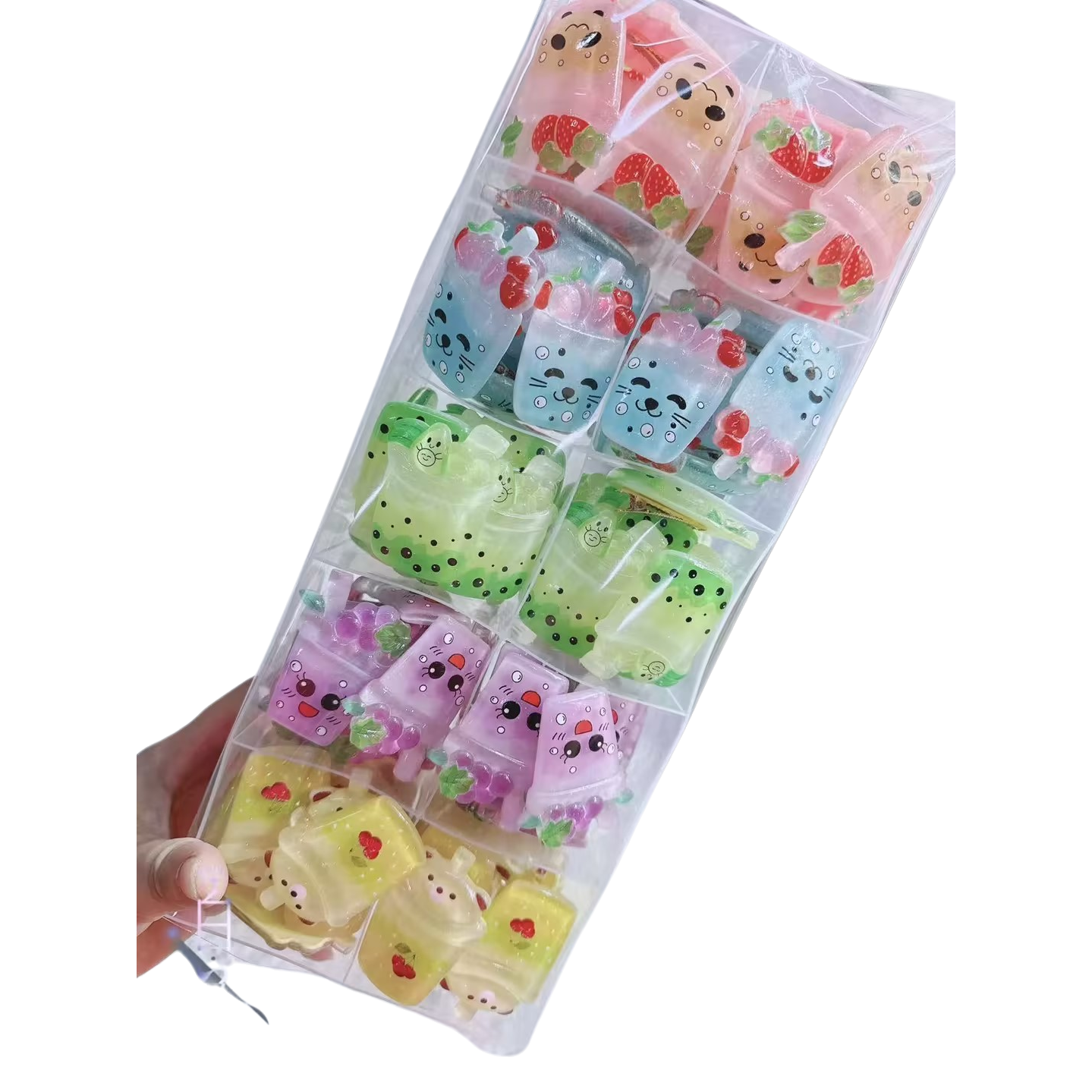 Colorful cartoon milk tea cup-shaped U-shaped hairpin set Item Picture