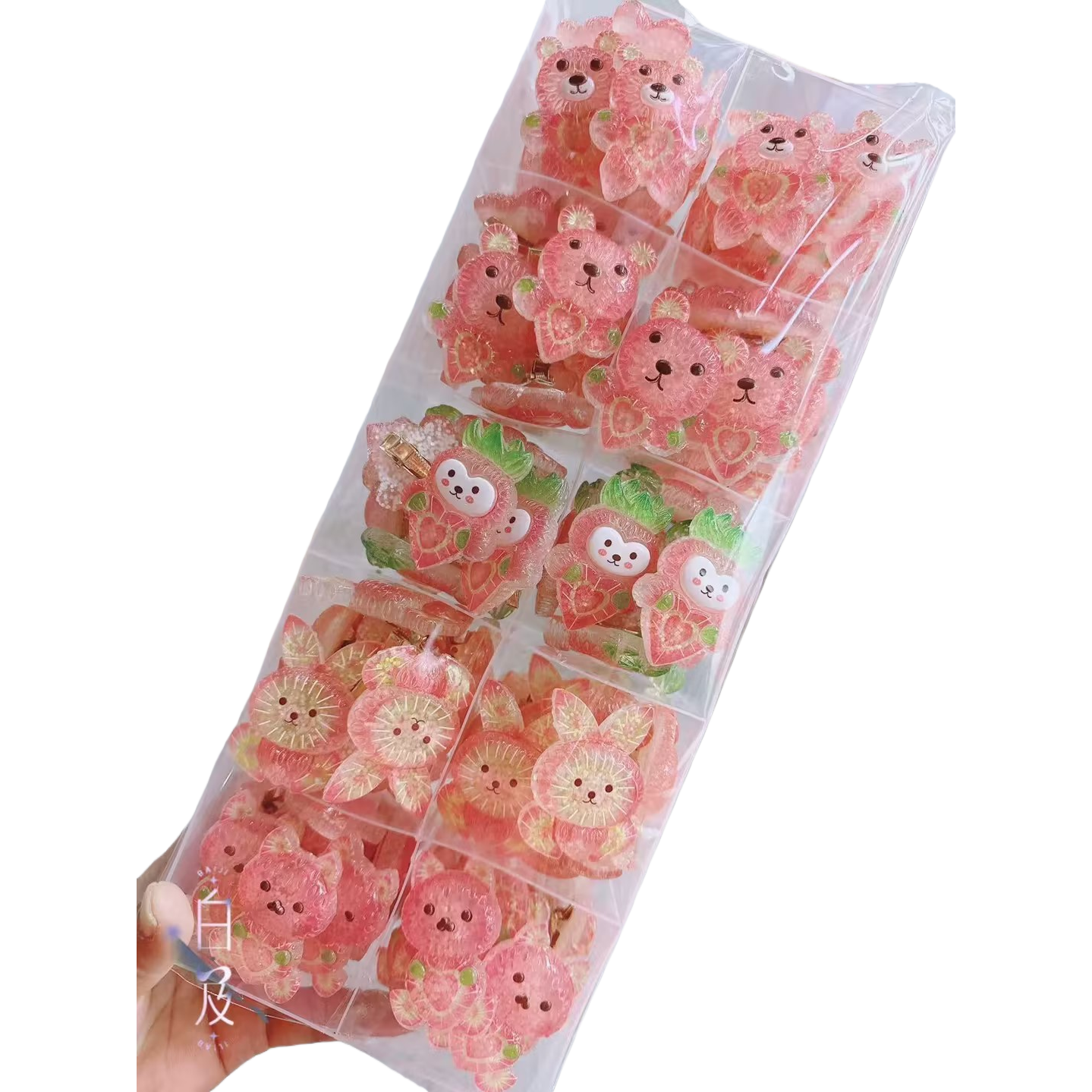 粉色透明熊形小动物抓夹发饰 时尚少女心发夹 Item Picture