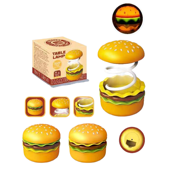 Cool Yellow hamburger shaped ceramic table lamp, handcrafted original wax melting lamp Item Picture