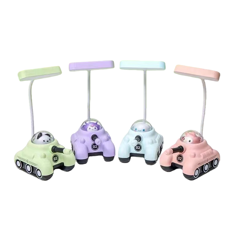 Cool Light Jiuliang Tank-shaped study desk lamp, available in green, purple, light blue, pink, magnifying glass, keyboard white Item Picture