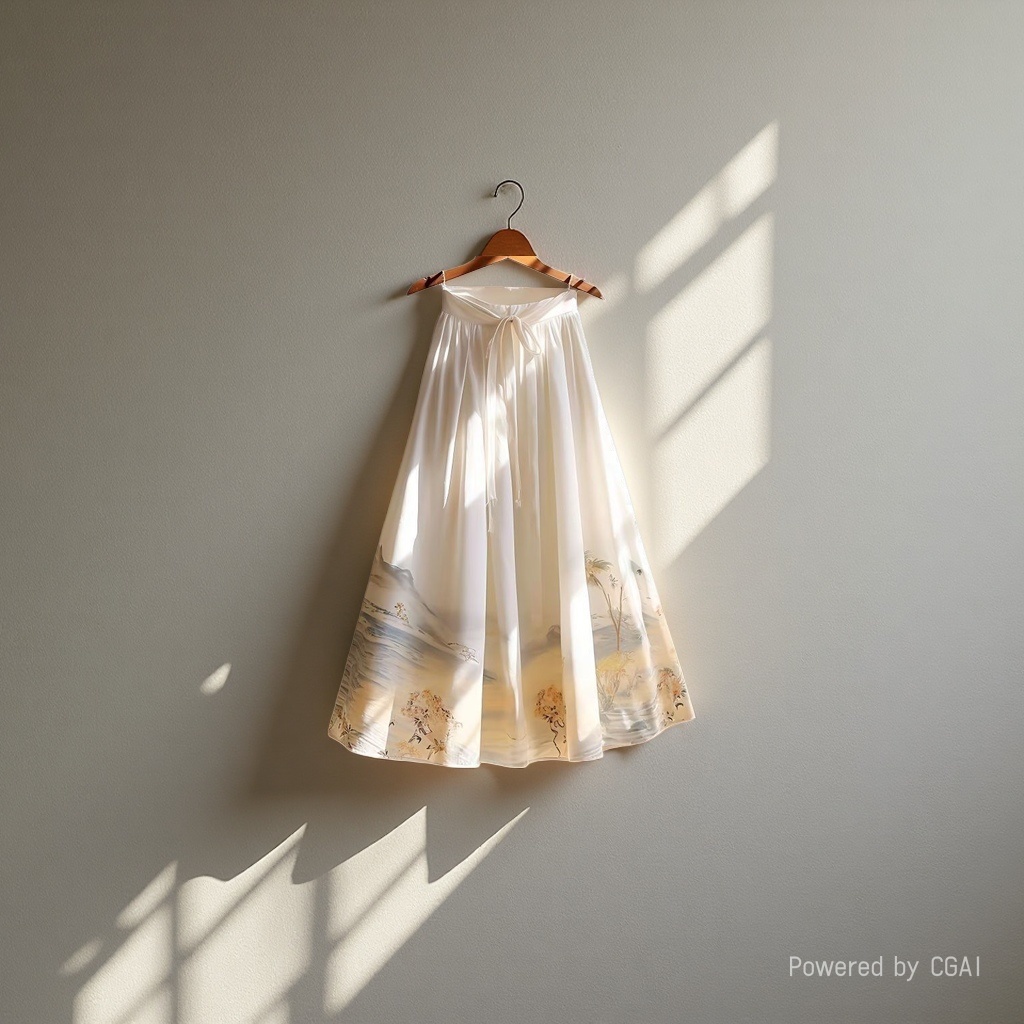 New Chinese-style printed ink-wash painting A-line dress for women's clothing, summer Chinese-style style, versatile half-length dress for women Specification image