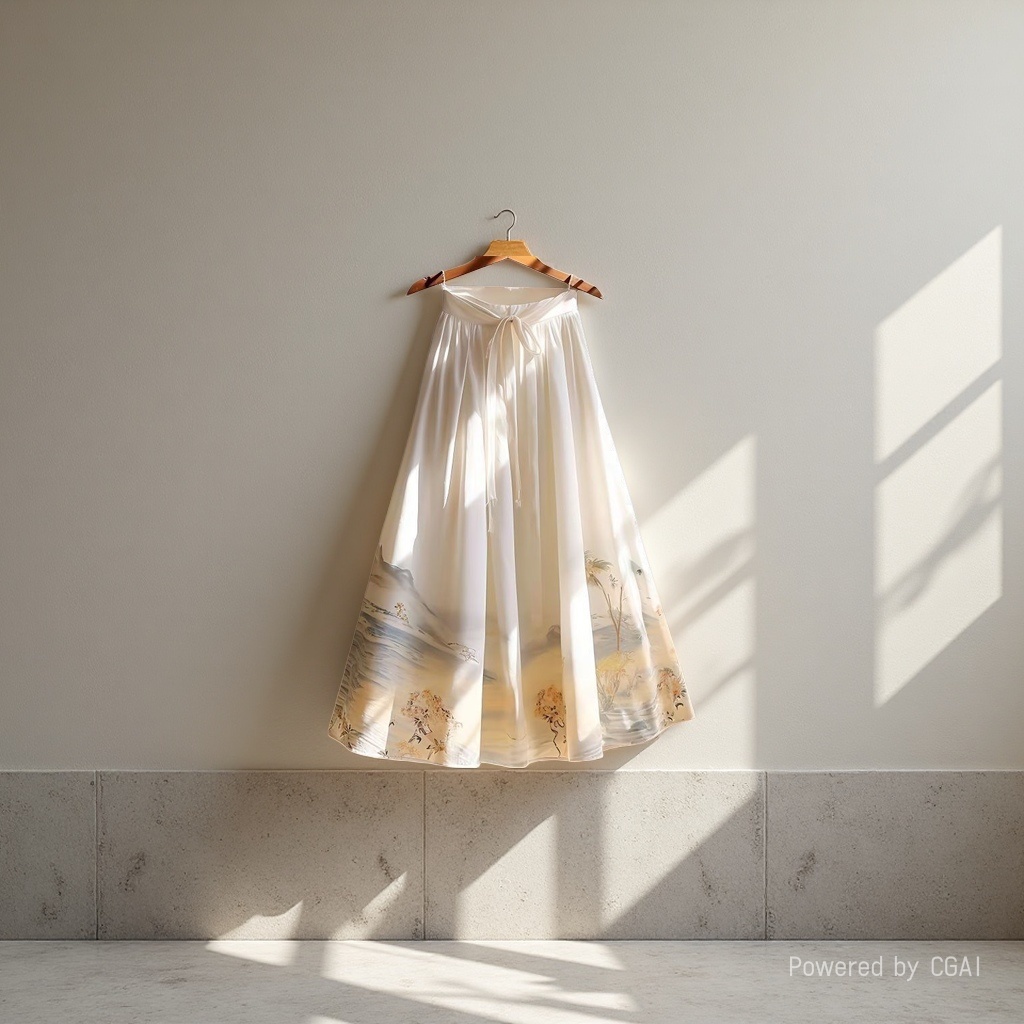 New Chinese-style printed ink-wash painting A-line dress for women's clothing, summer Chinese-style style, versatile half-length dress for women details Picture